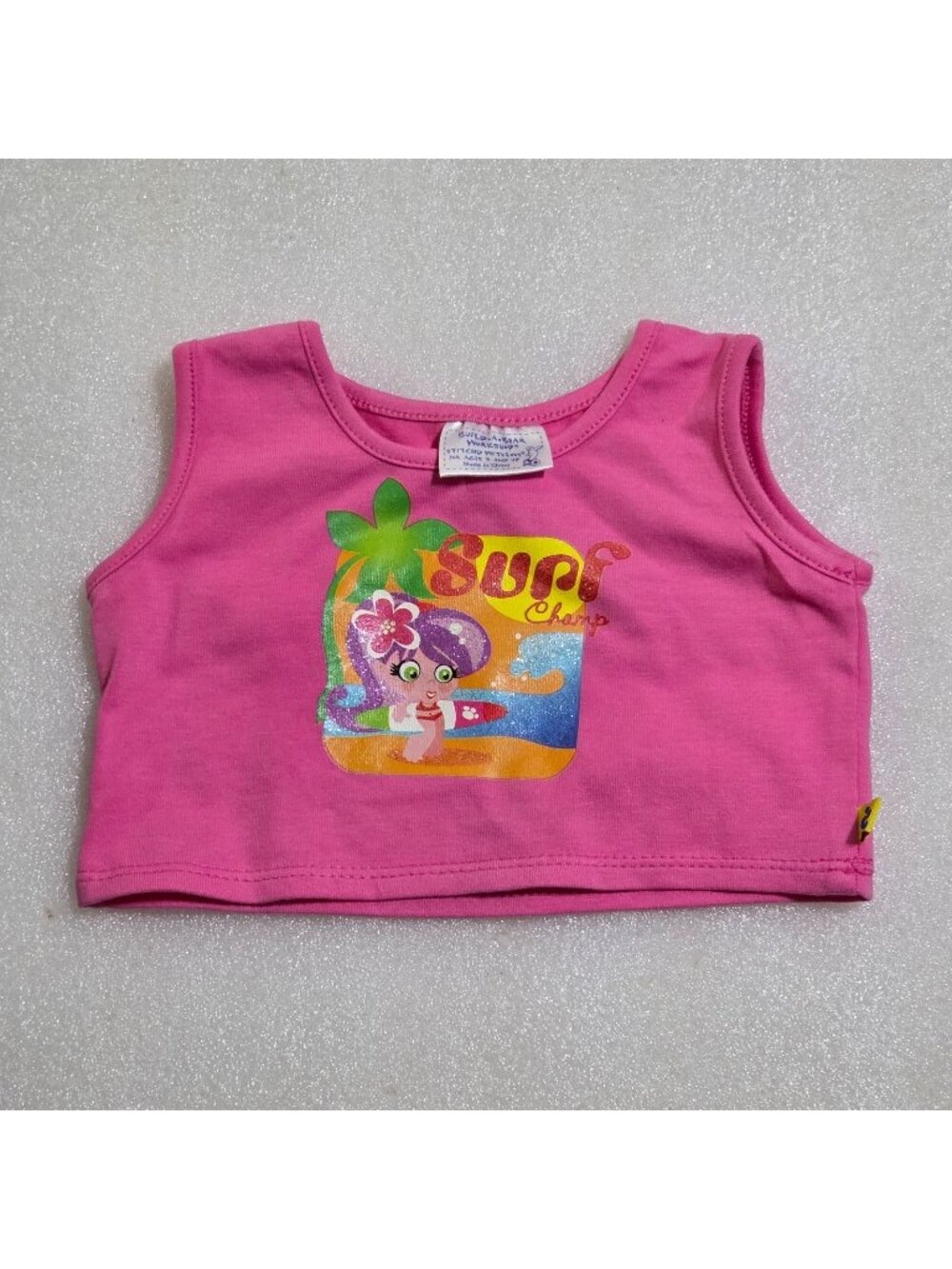 Build-a-Bear Pink Tank Top Surf Champ Glitter Ocean Graphic‎ Shirt